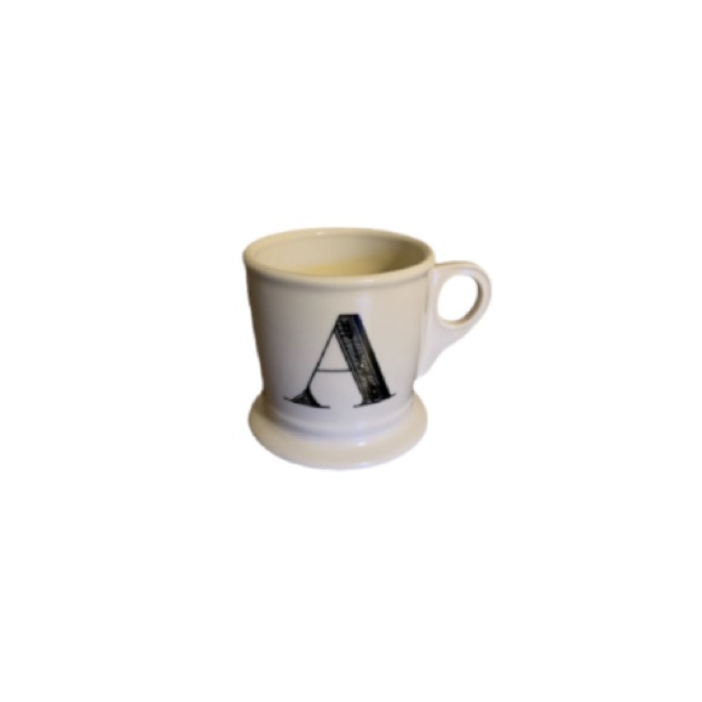 Anthropologie “A” White Ceramic Mug